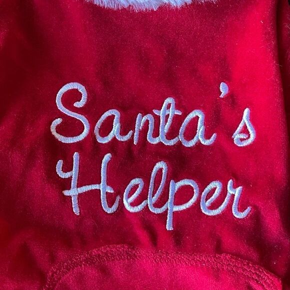 Pup Crew Fur Trimmed Santa’s Helper Red & White Knit Velour Pet Pajamas NWT SM - Picture 3 of 8